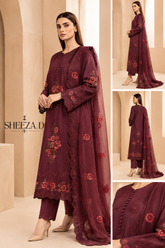 Maroon Blossom Premium Embroidered Pakistani 3 Piece Suit for Women