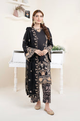 Midnight Noir Embroidered 3 Piece Suit – Premium Ready to Wear by BY SHEEZA 1061