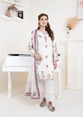 Ivory Blossom Embroidered 3 Piece Suit – Premium Ready to Wear by BY SHEEZA 1062
