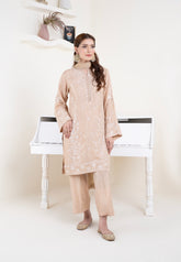 Champagne Bloom Embroidered 3 Piece Suit – Premium Ready to Wear by BY SHEEZA 1063