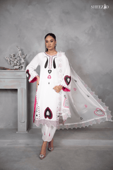 Noor-e-Qalb – White Embroidered 3 Piece Luxury Chiffon Suit for Women BSH-1060