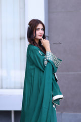 Emerald Green Premium Embroidered 3-Piece Chiffon Suit for Women | BySheez