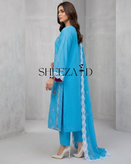 Azure Grace Embroidered 3-Piece Pakistani Suit – Sheeza.D