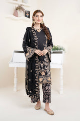 Midnight Noir Embroidered 3 Piece Suit – Premium Ready to Wear by BY SHEEZA 1061