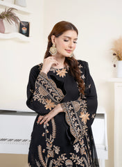 Midnight Noir Embroidered 3 Piece Suit – Premium Ready to Wear by BY SHEEZA 1061
