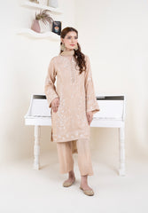 Champagne Bloom Embroidered 3 Piece Suit – Premium Ready to Wear by BY SHEEZA 1063