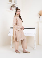 Champagne Bloom Embroidered 3 Piece Suit – Premium Ready to Wear by BY SHEEZA 1063