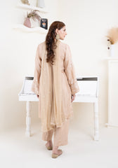 Champagne Bloom Embroidered 3 Piece Suit – Premium Ready to Wear by BY SHEEZA 1063