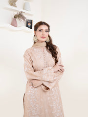 Champagne Bloom Embroidered 3 Piece Suit – Premium Ready to Wear by BY SHEEZA 1063