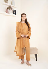 Golden Amber Embroidered 3 Piece Suit – Premium Ready to Wear by BY SHEEZA 1065