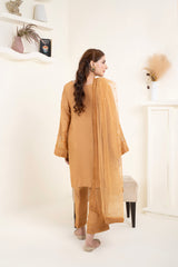 Golden Amber Embroidered 3 Piece Suit – Premium Ready to Wear by BY SHEEZA 1065