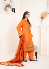 Sunset Ember Embroidered 3 Piece Suit – Premium Ready to Wear by BY SHEEZA 1066