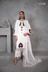Noor-e-Qalb – White Embroidered 3 Piece Luxury Chiffon Suit for Women BSH-1060
