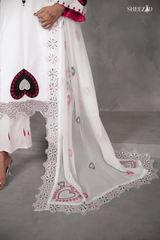 Noor-e-Qalb – White Embroidered 3 Piece Luxury Chiffon Suit for Women BSH-1060