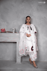 Noor-e-Qalb – White Embroidered 3 Piece Luxury Chiffon Suit for Women BSH-1060