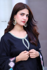 Black Premium Embellished 3-Piece Chiffon Suit for Women | BySheeza